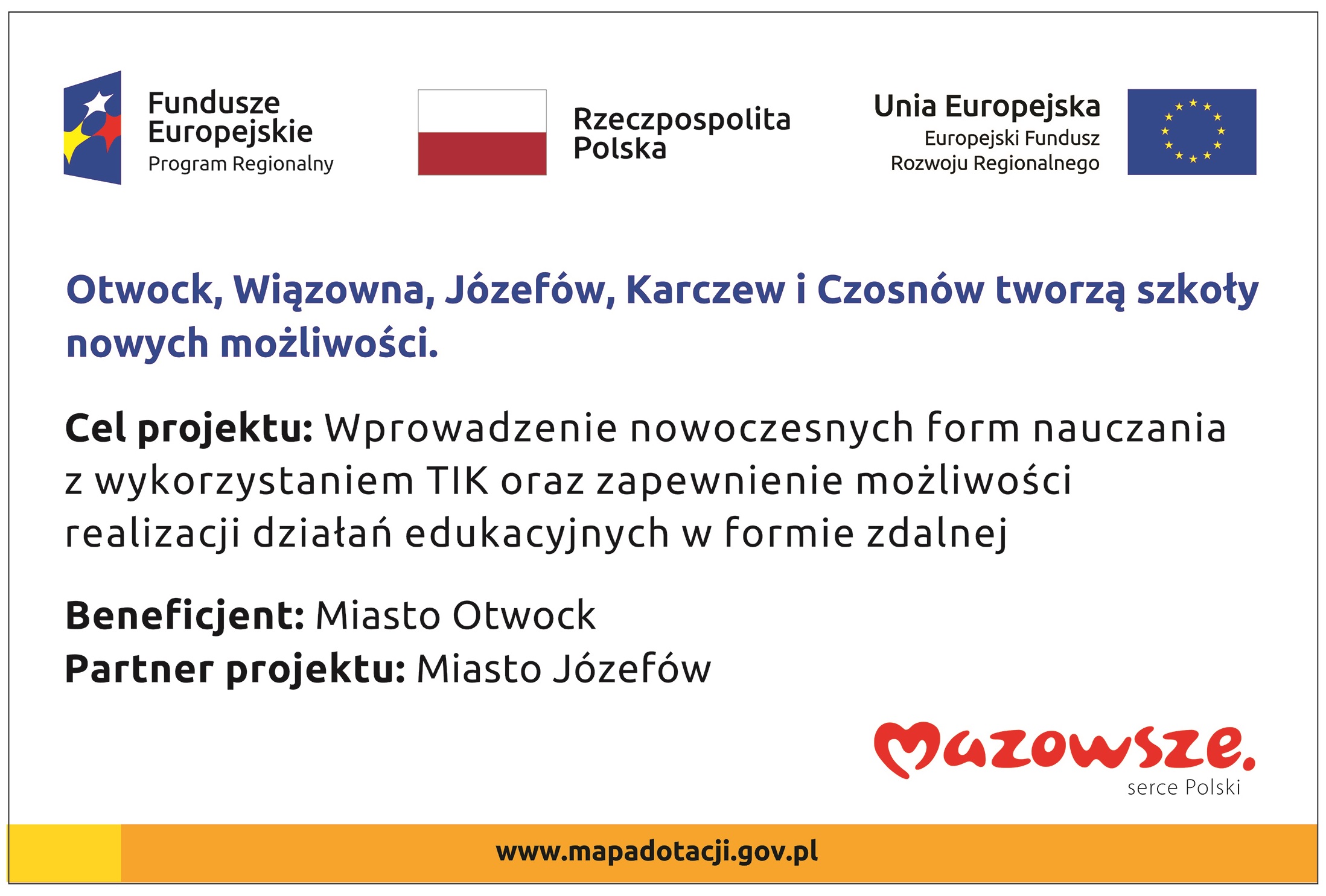 Flaga Polski, logotypy Unii Europejskiej i Funduszy Europejskich. Informacje nt. dofinansowania.