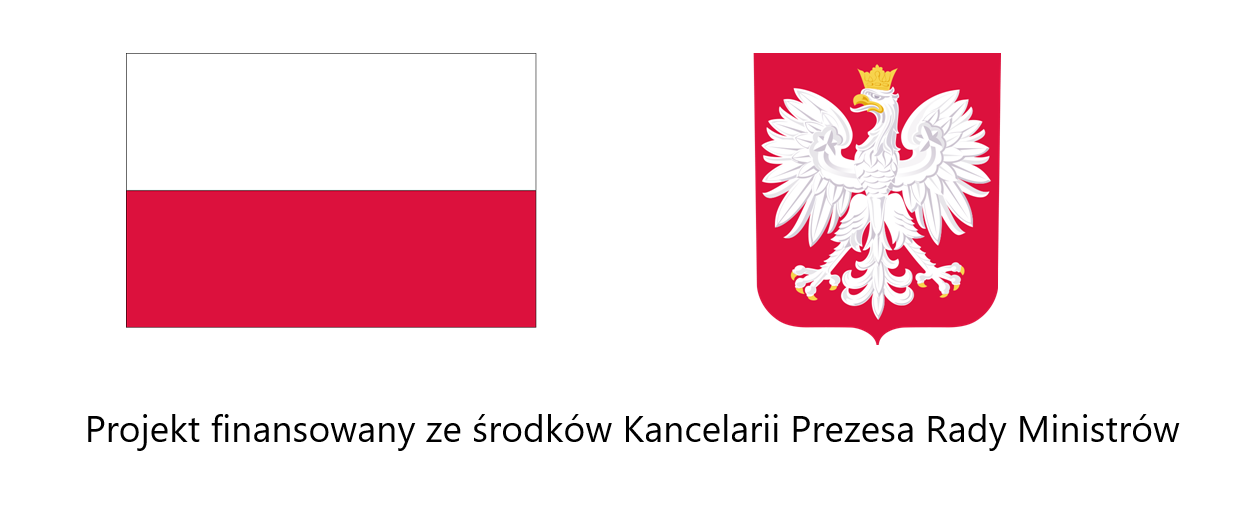 Flaga i godło Polski. Informacja o źródle finansowania.