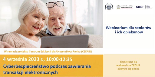 Grafika - webinarium CEDUR dla seniorów i ich opiekunów - 4 września 2023 roku