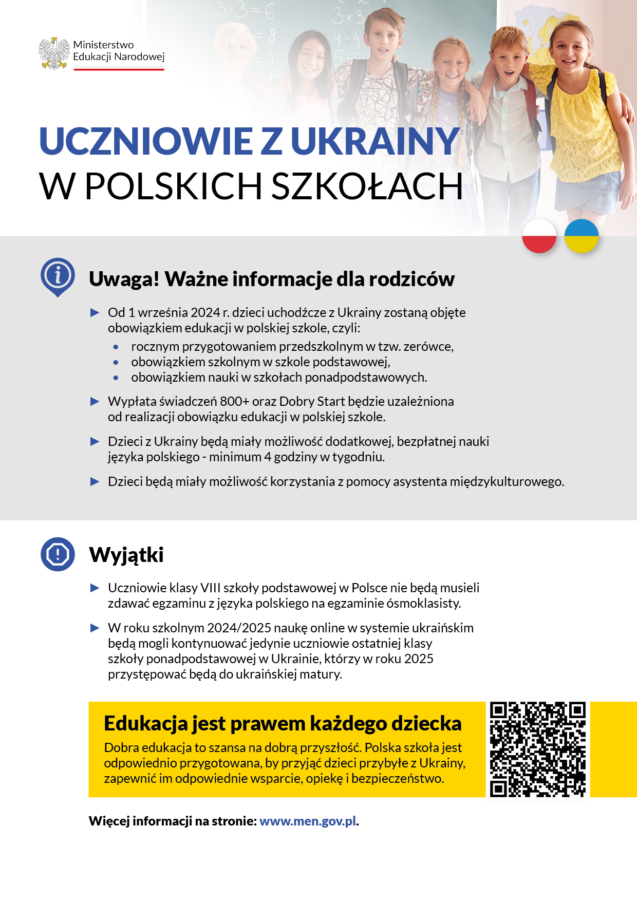 Ulotka z informacjami w j. polskim