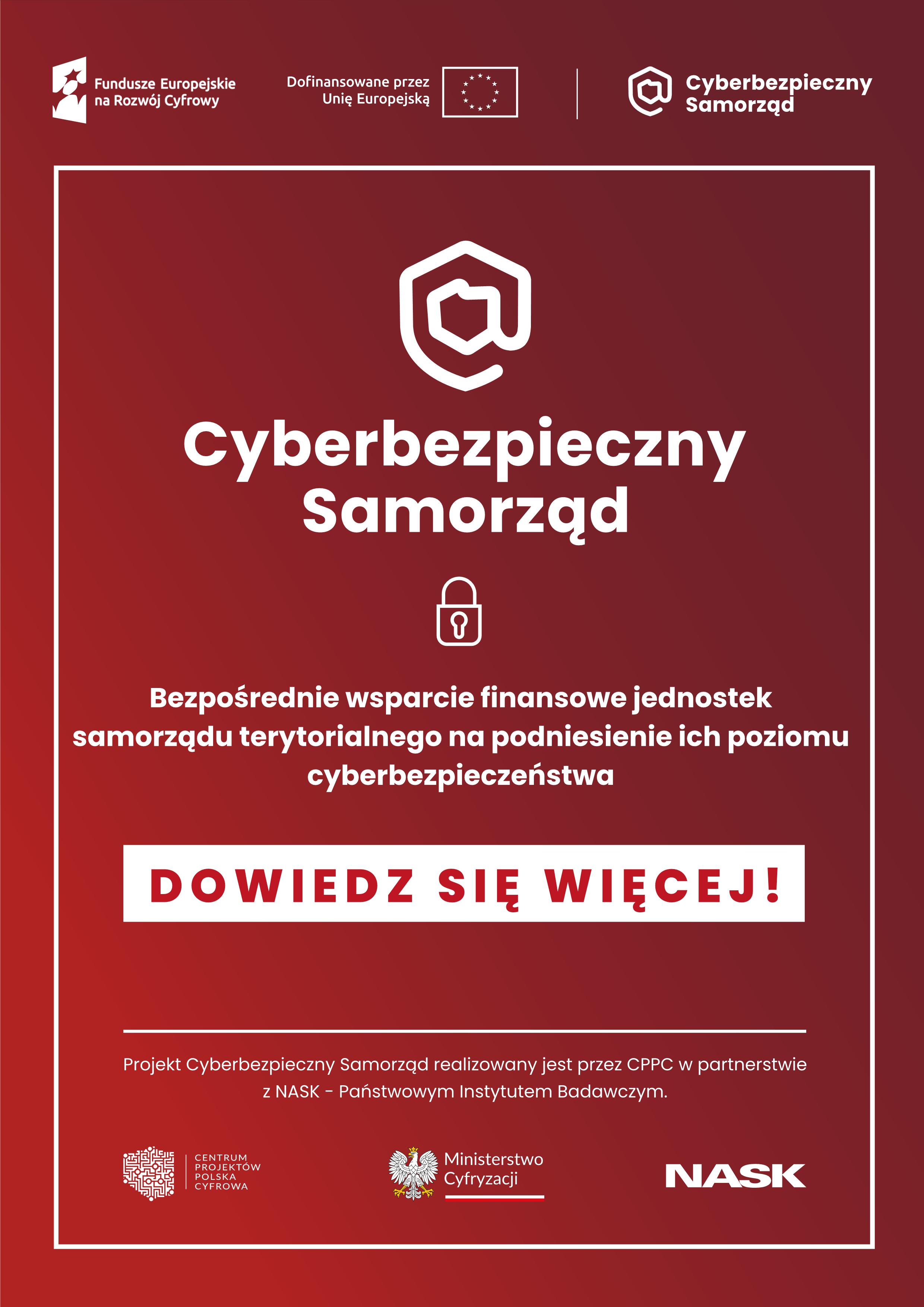 Plakat  z informacjami o programie "Cyberbezpieczny samorząd".