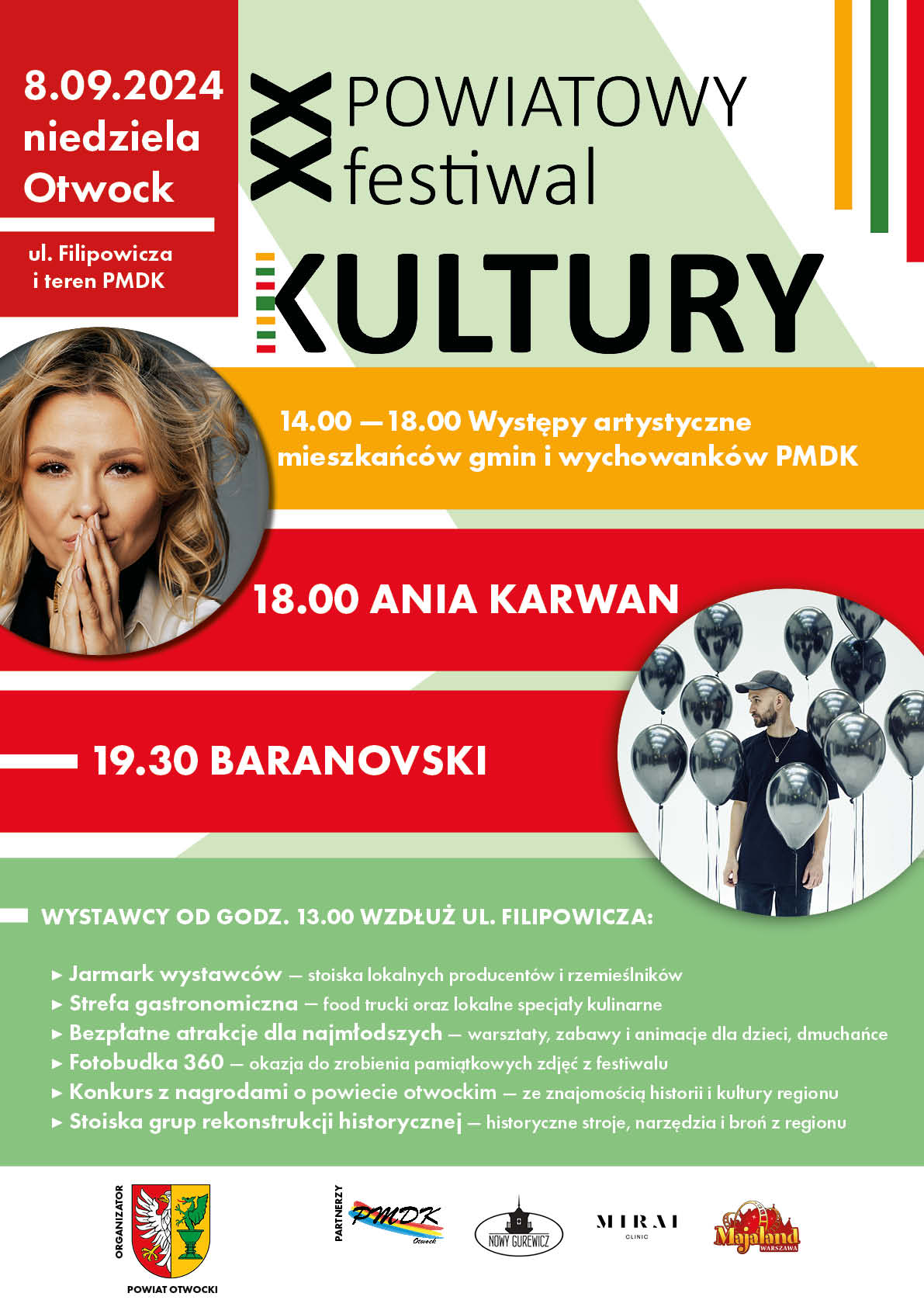 Plakat z informacjami i programem Powiatowego festiwalu Kultury